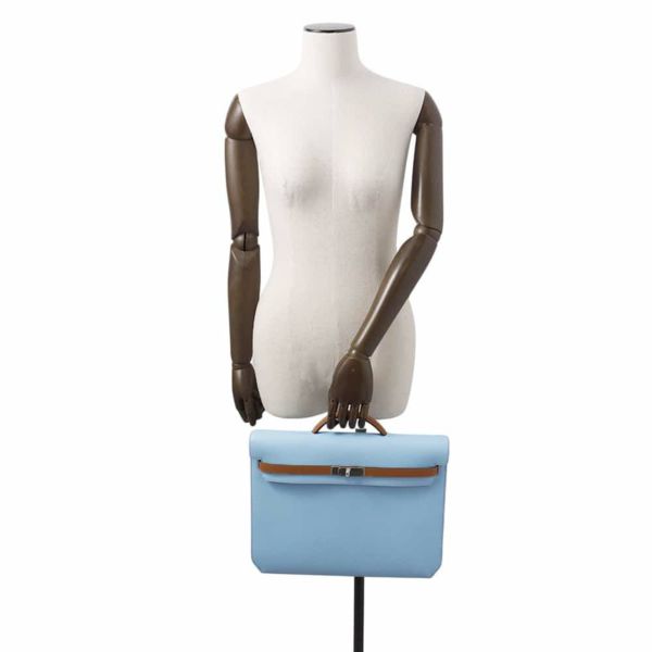 エルメス ビジネスバッグ ケリー デペッシュ36 ヴェルソ SPO セレステ/ゴールド/シルバー金具 エプソン W刻印 メンズ セレスト