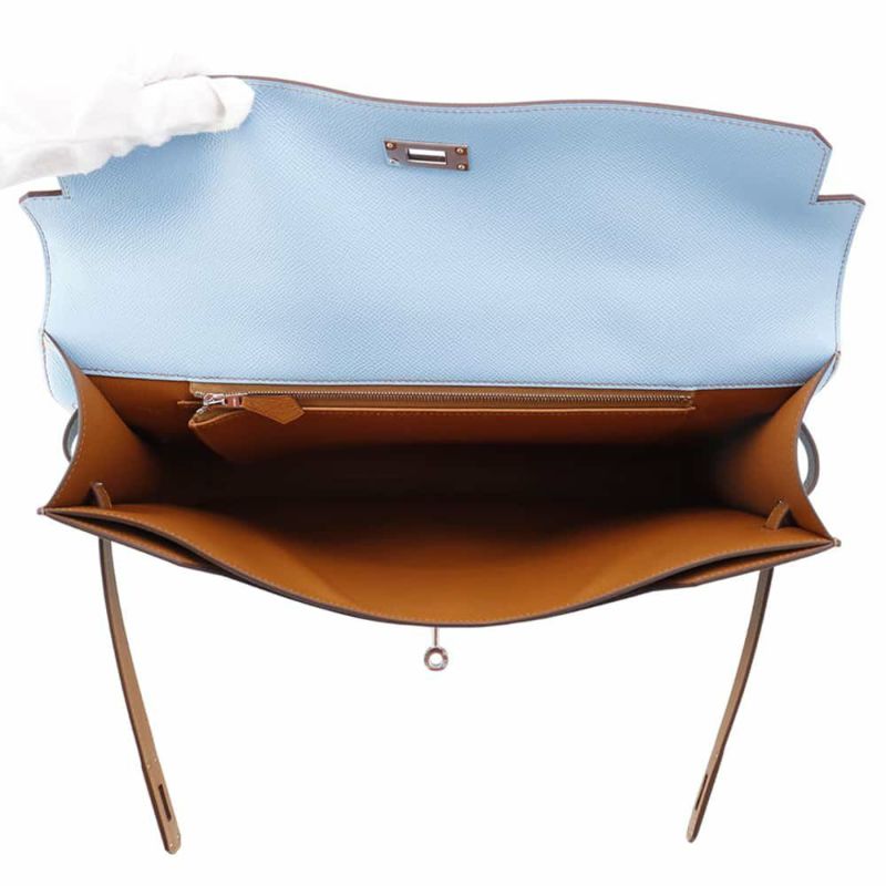エルメス ビジネスバッグ ケリー デペッシュ36 ヴェルソ SPO セレステ/ゴールド/シルバー金具 エプソン W刻印 メンズ セレスト