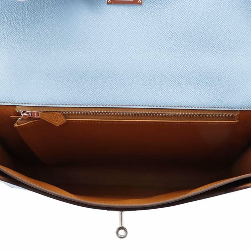 エルメス ビジネスバッグ ケリー デペッシュ36 ヴェルソ SPO セレステ/ゴールド/シルバー金具 エプソン W刻印 メンズ セレスト