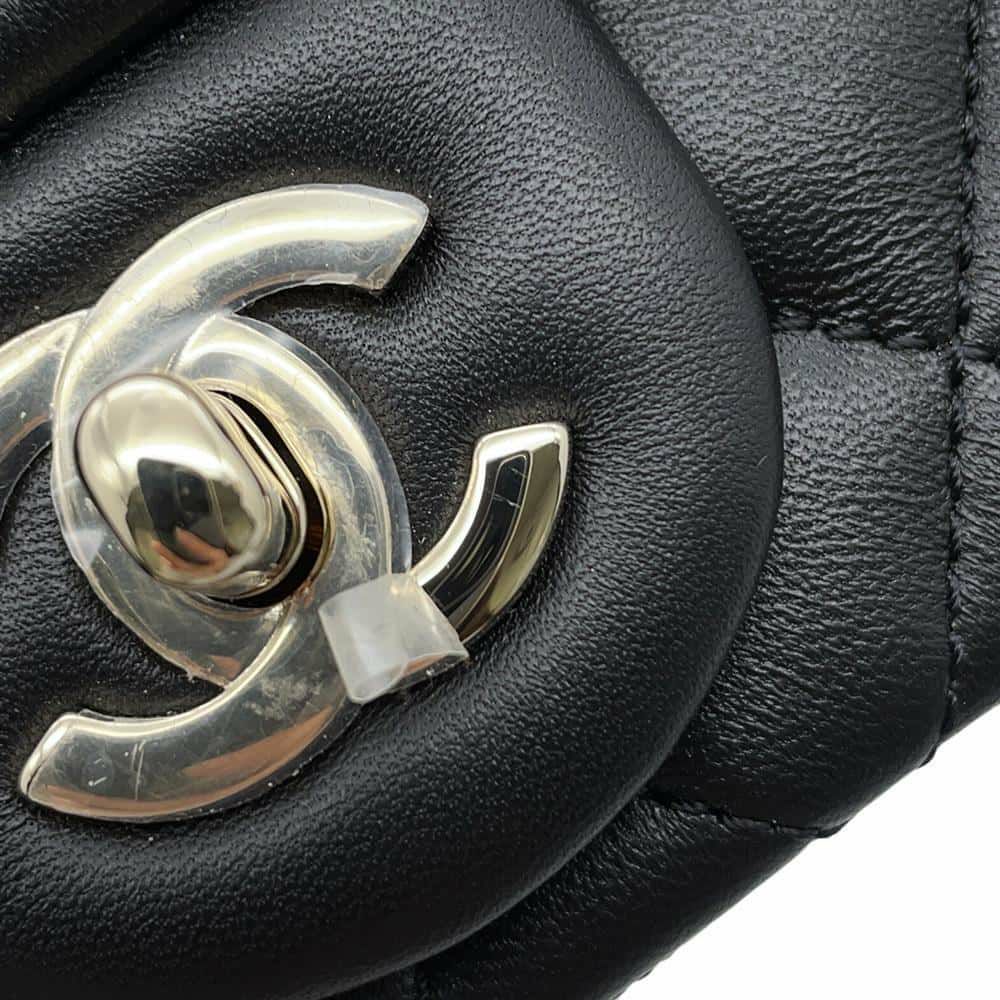 シャネル チェーンショルダーバッグ ミニマトラッセ ココマーク ココボール ラムスキン AS1786 CHANEL 黒