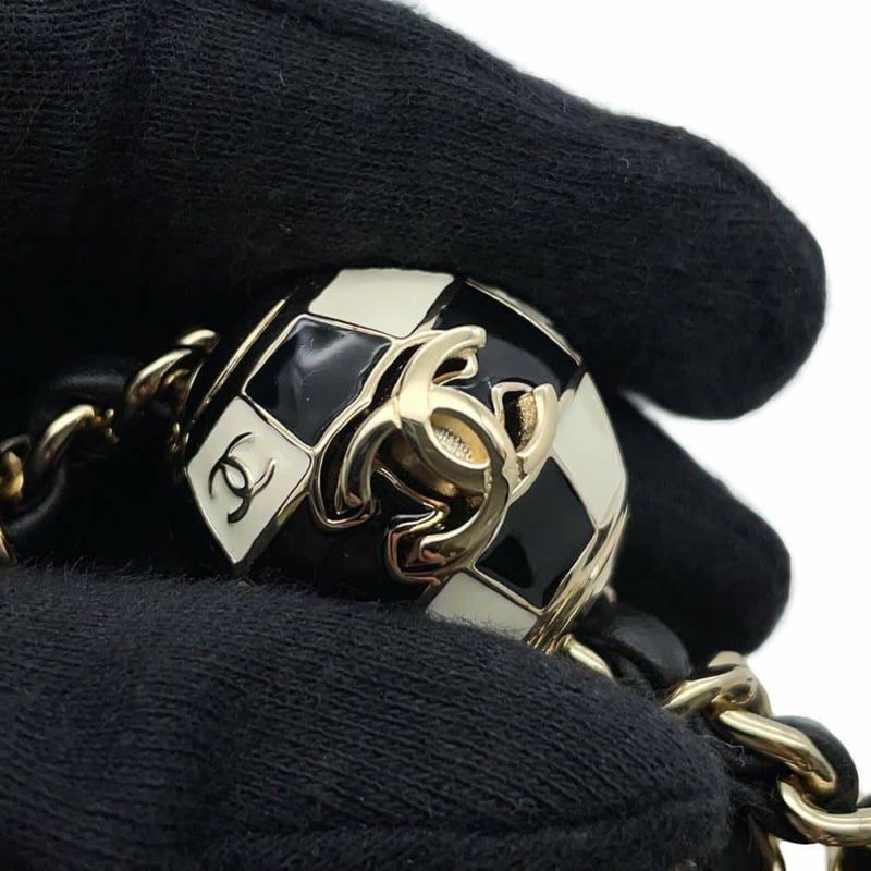 シャネル チェーンショルダーバッグ ミニマトラッセ ココマーク ココボール ラムスキン AS1786 CHANEL 黒