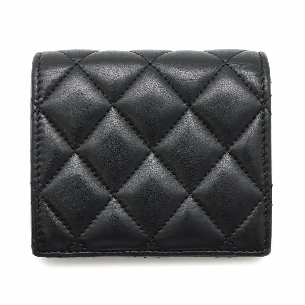 シャネル 二つ折り財布 マトラッセ ココマーク ラムスキン AP3407 CHANEL 財布 黒
