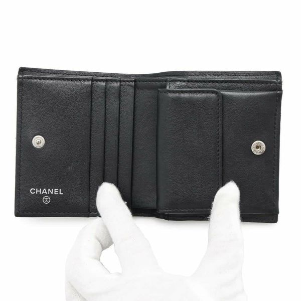 シャネル 二つ折り財布 マトラッセ ココマーク ラムスキン AP3407 CHANEL 財布 黒