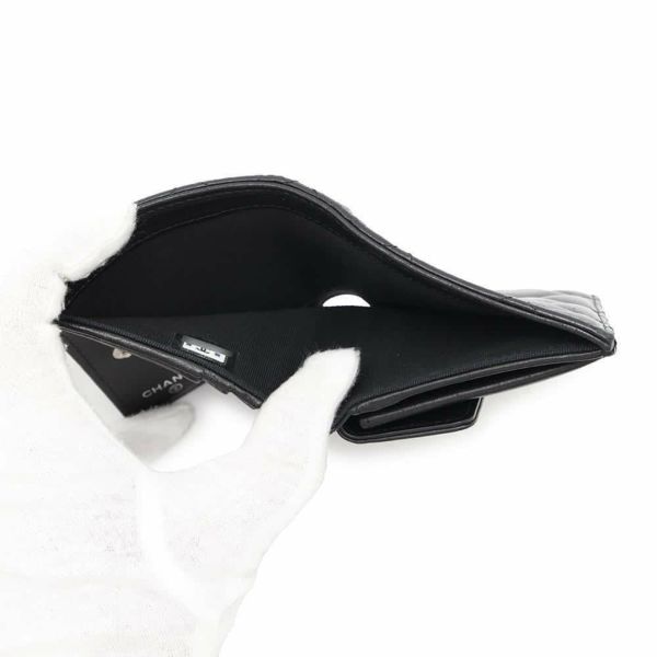 シャネル 二つ折り財布 マトラッセ ココマーク ラムスキン AP3407 CHANEL 財布 黒