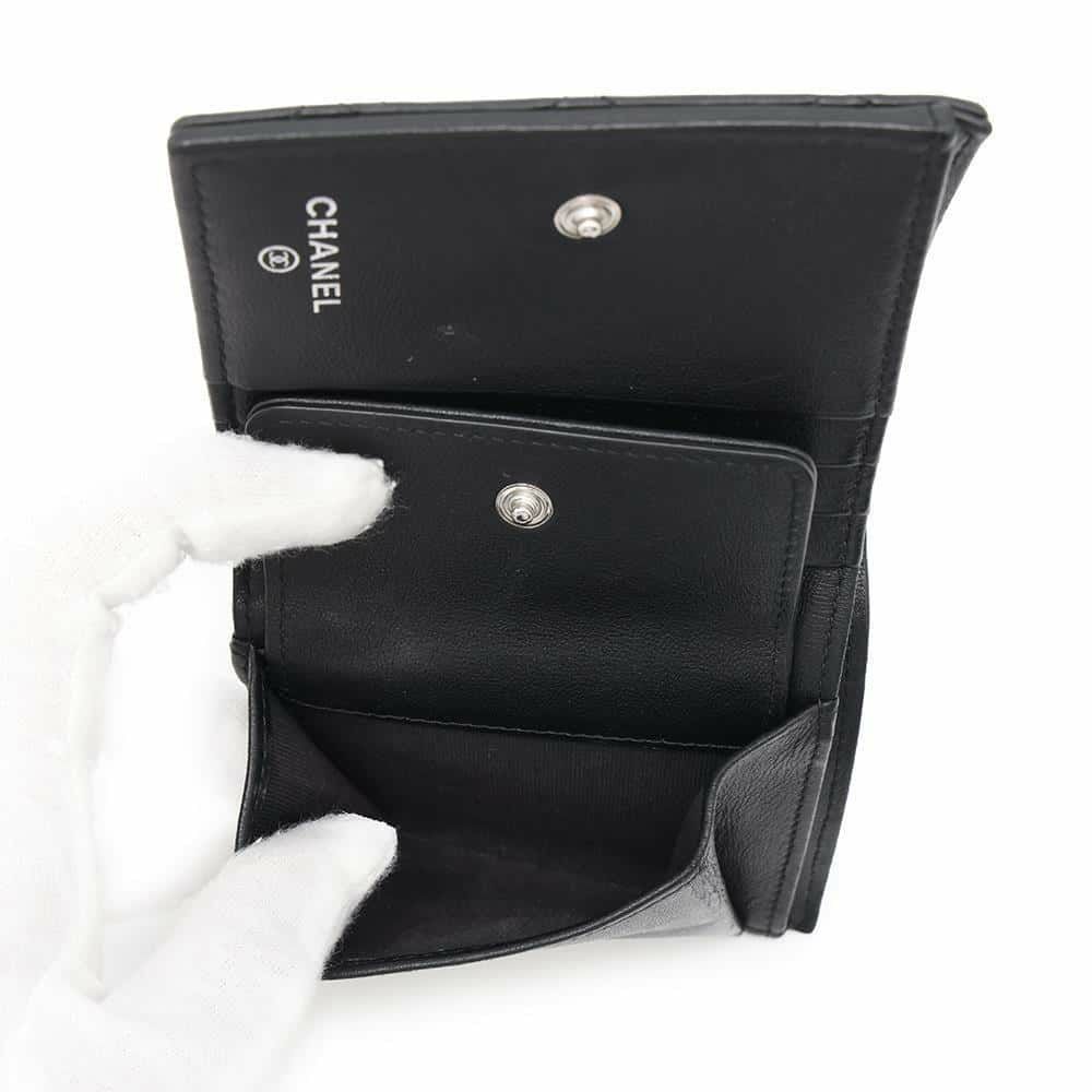 シャネル 二つ折り財布 マトラッセ ココマーク ラムスキン AP3407 CHANEL 財布 黒