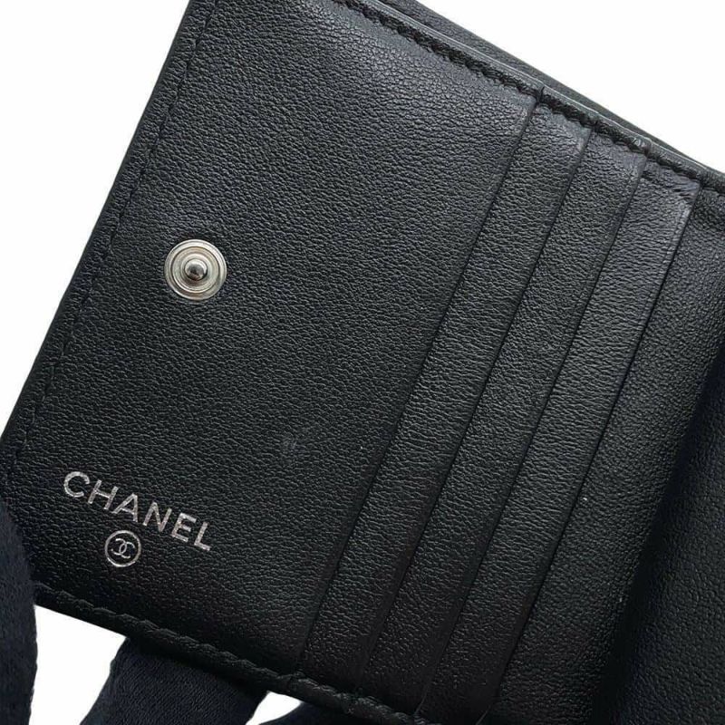 シャネル 二つ折り財布 マトラッセ ココマーク ラムスキン AP3407 CHANEL 財布 黒