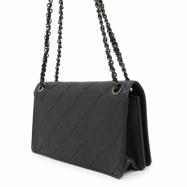 シャネル チェーンショルダーバッグ ココマーク フルフラップ レザー CHANEL バッグ 黒