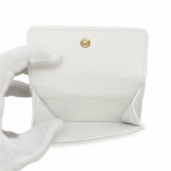 シャネル 三つ折り財布 マトラッセ スモール フラップ ウォレット トランプ キャビアスキン AP3081 財布 白