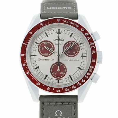 スウォッチ オメガ コラボ MISSION TO PLUTO SO33M101 Swatch 腕時計 ホワイト/ボルドー文字盤 安心保証