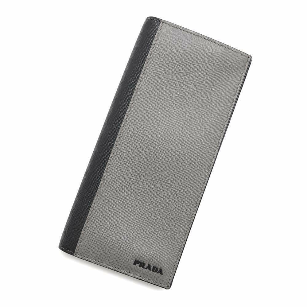 プラダ 長財布 サフィアーノ レザー 2MV836 PRADA 財布 二つ折り長財布 メンズ 黒