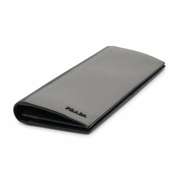 【未使用品】プラダ 長財布 二つ折り サフィアーノレザー 黒×茶 2MV836 PRADA 2MV836SAFF / プラダ サフィアーノ 牛革 小銭入れあり 二