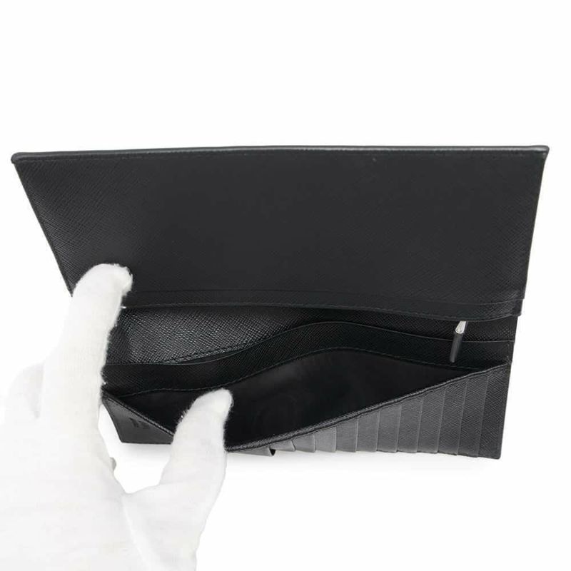 プラダ 長財布 サフィアーノ レザー 2MV836 PRADA 財布 二つ折り長財布 メンズ 黒