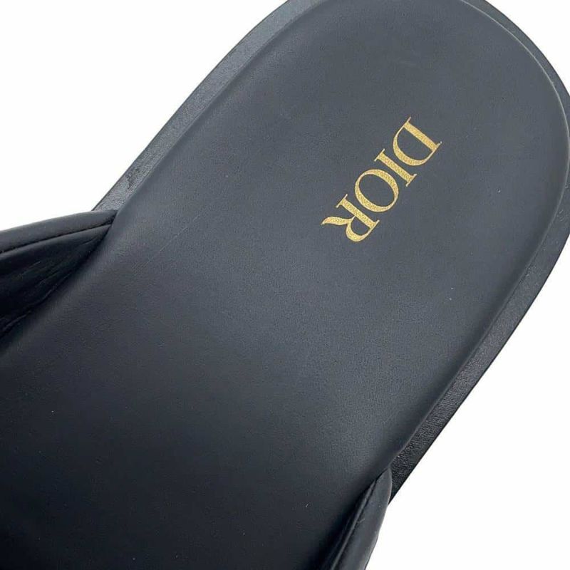 クリスチャン・ディオール サンダル オブリーク ビーズ レザー メンズサイズ41 1/2 3SV097ZCC Dior トロッター スリッパ 靴 黒