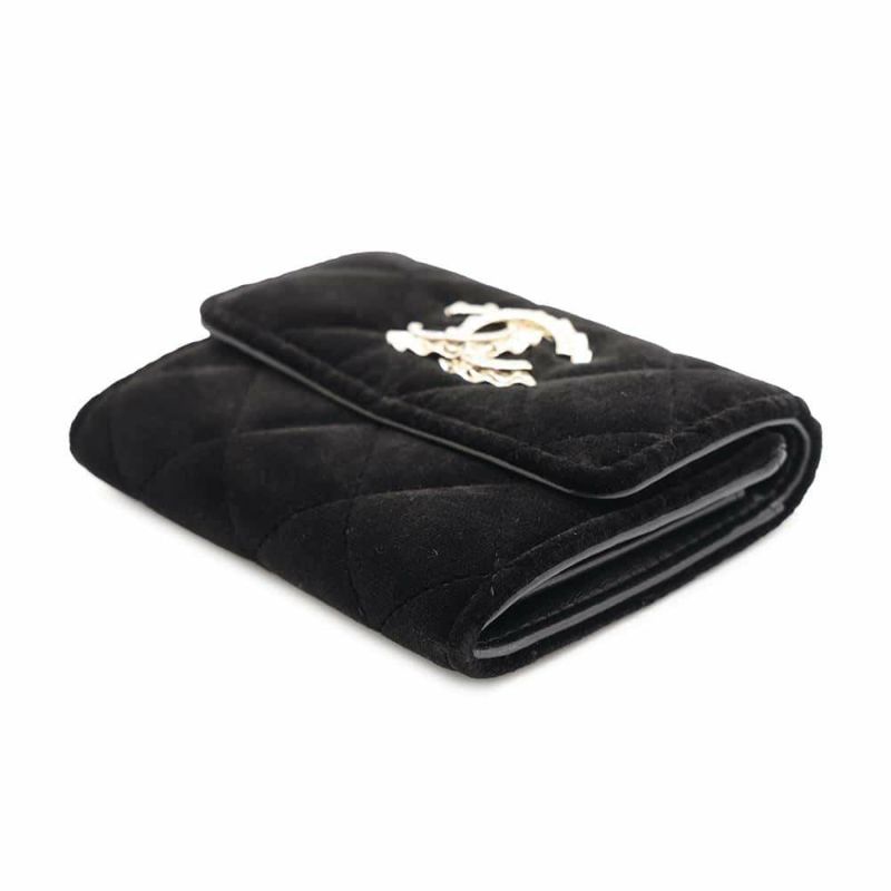 シャネル コインケース マトラッセ ココマーク ベロア ラインストーン CHANEL 財布 黒 ノベルティ