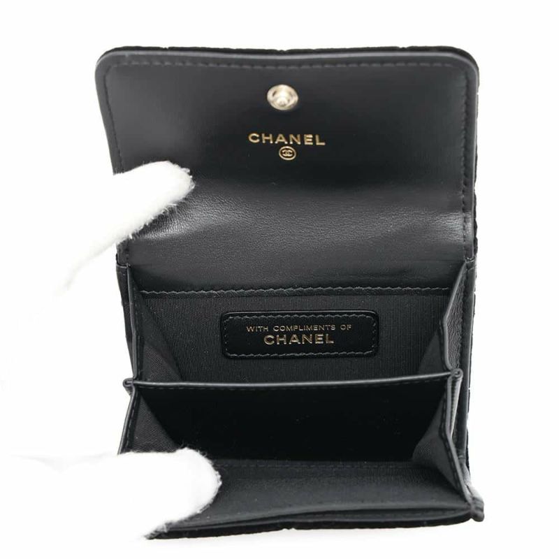 シャネル コインケース マトラッセ ココマーク ベロア ラインストーン CHANEL 財布 黒 ノベルティ
