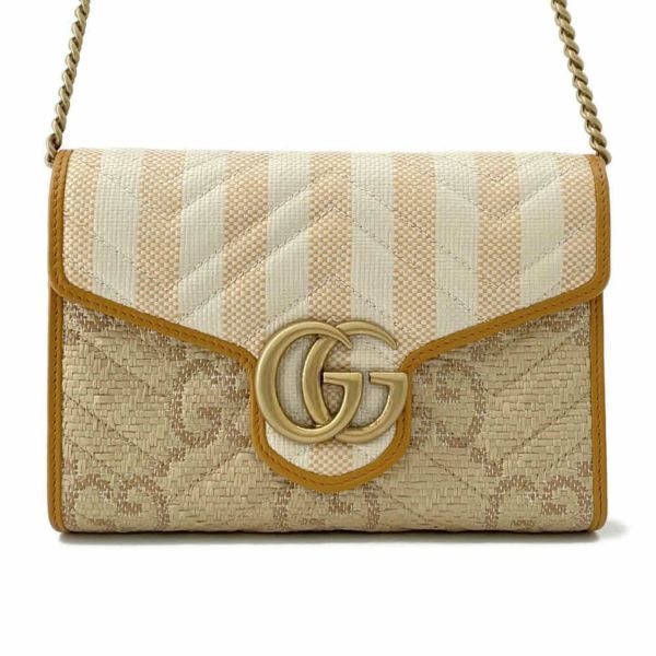 グッチ チェーンウォレット GGマーモント ラフィア 474575 GUCCI 財布 ダブルG