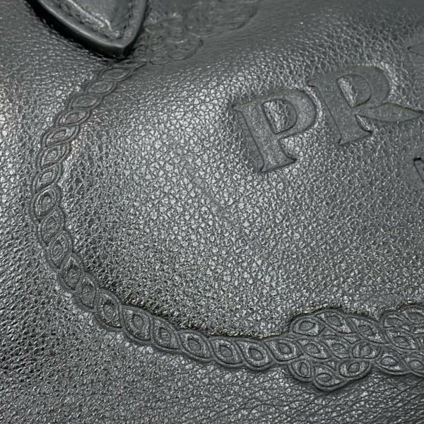 プラダ ハンドバッグ エンボスロゴ レザー 1BA111 PRADA 2way 黒