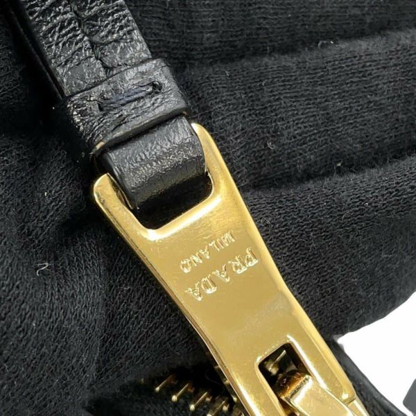 プラダ ハンドバッグ エンボスロゴ レザー 1BA111 PRADA 2way 黒
