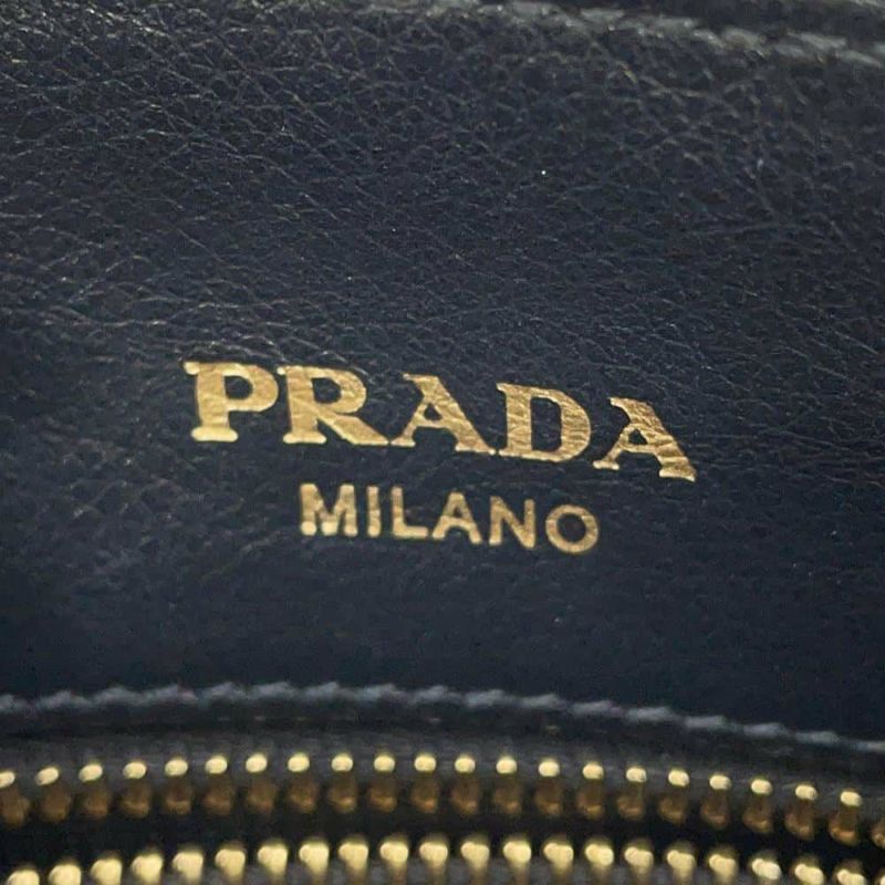 プラダ ハンドバッグ エンボスロゴ レザー 1BA111 PRADA 2way 黒