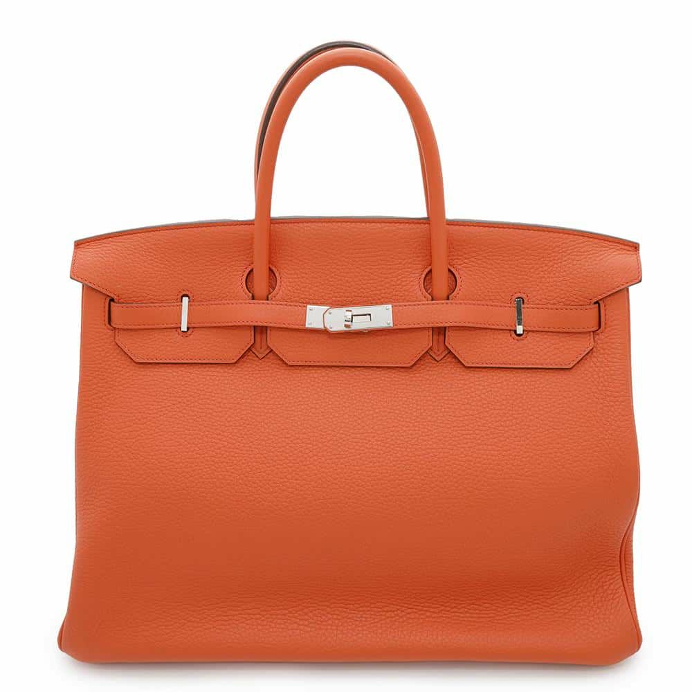 エルメス バーキン40 オレンジポピー/シルバー金具 トリヨンクレマンス T刻印 HERMES Birkin ハンドバッグ