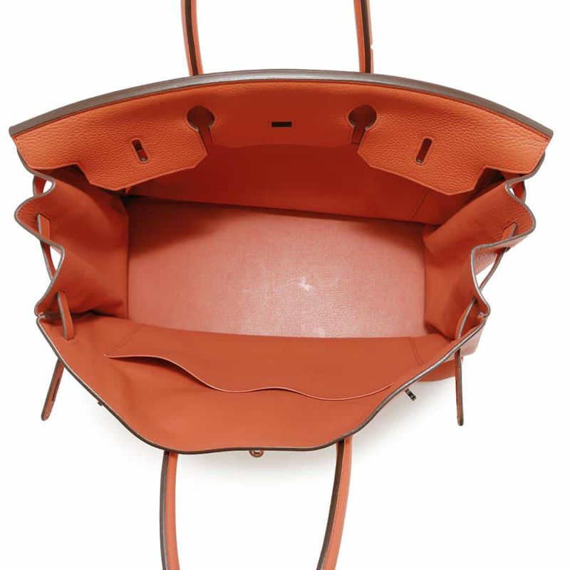 エルメス バーキン40 オレンジポピー/シルバー金具 トリヨンクレマンス T刻印 HERMES Birkin ハンドバッグ
