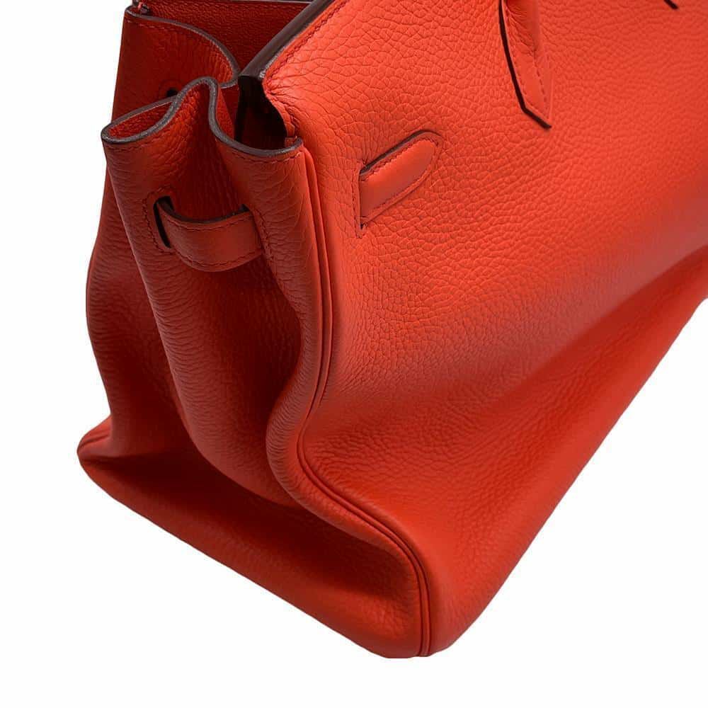 エルメス バーキン40 オレンジポピー/シルバー金具 トリヨンクレマンス T刻印 HERMES Birkin ハンドバッグ