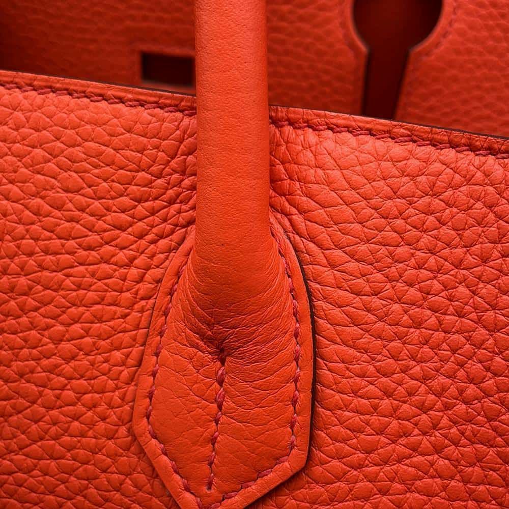 エルメス バーキン40 オレンジポピー/シルバー金具 トリヨンクレマンス T刻印 HERMES Birkin ハンドバッグ