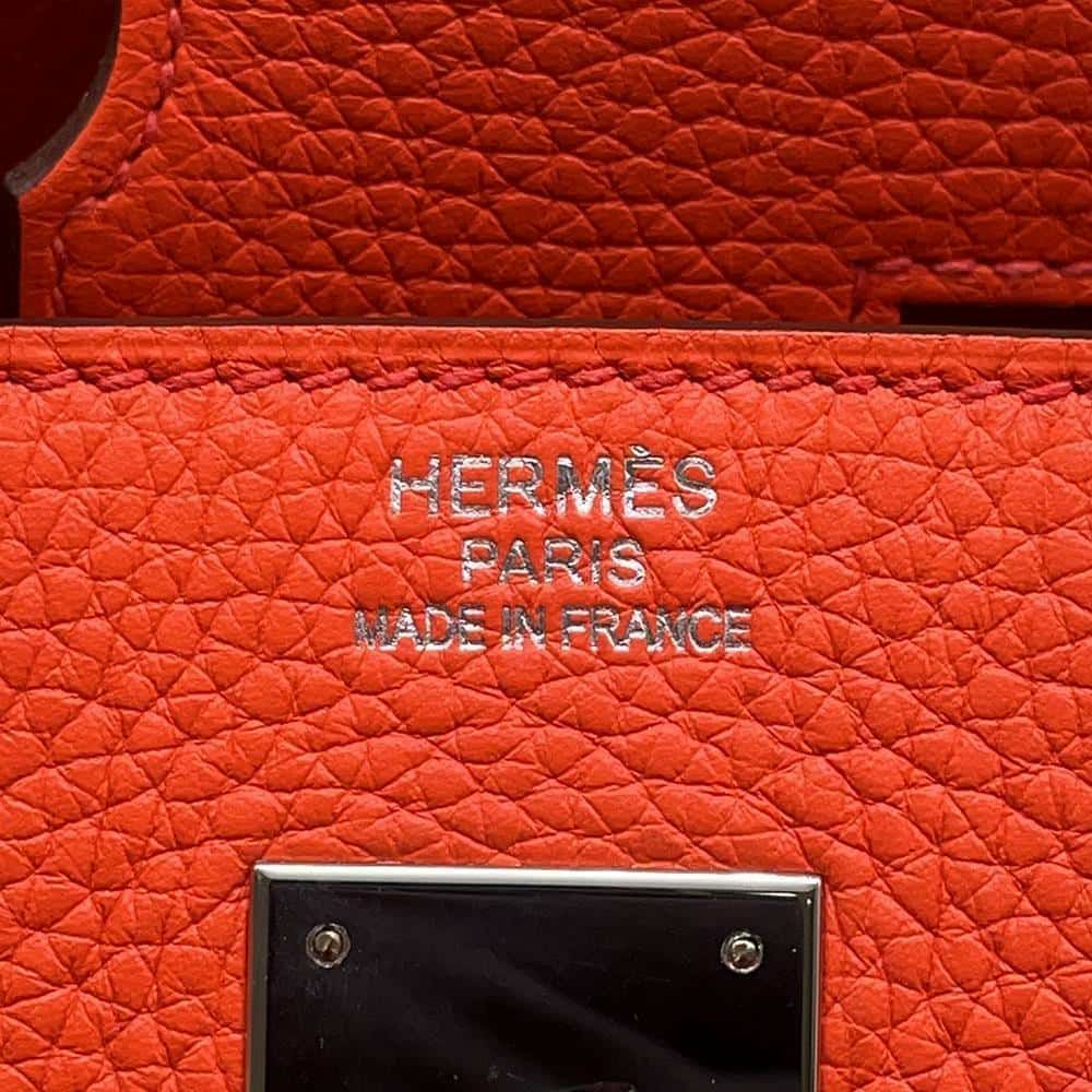 エルメス バーキン40 オレンジポピー/シルバー金具 トリヨンクレマンス T刻印 HERMES Birkin ハンドバッグ