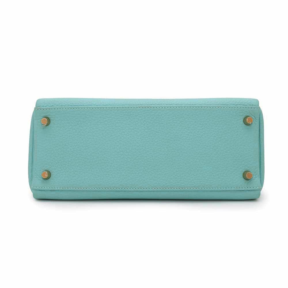 エルメス ハンドバッグ ケリー28 内縫い ブルーアトール/ゴールド金具 トゴ T刻印 2wayショルダー