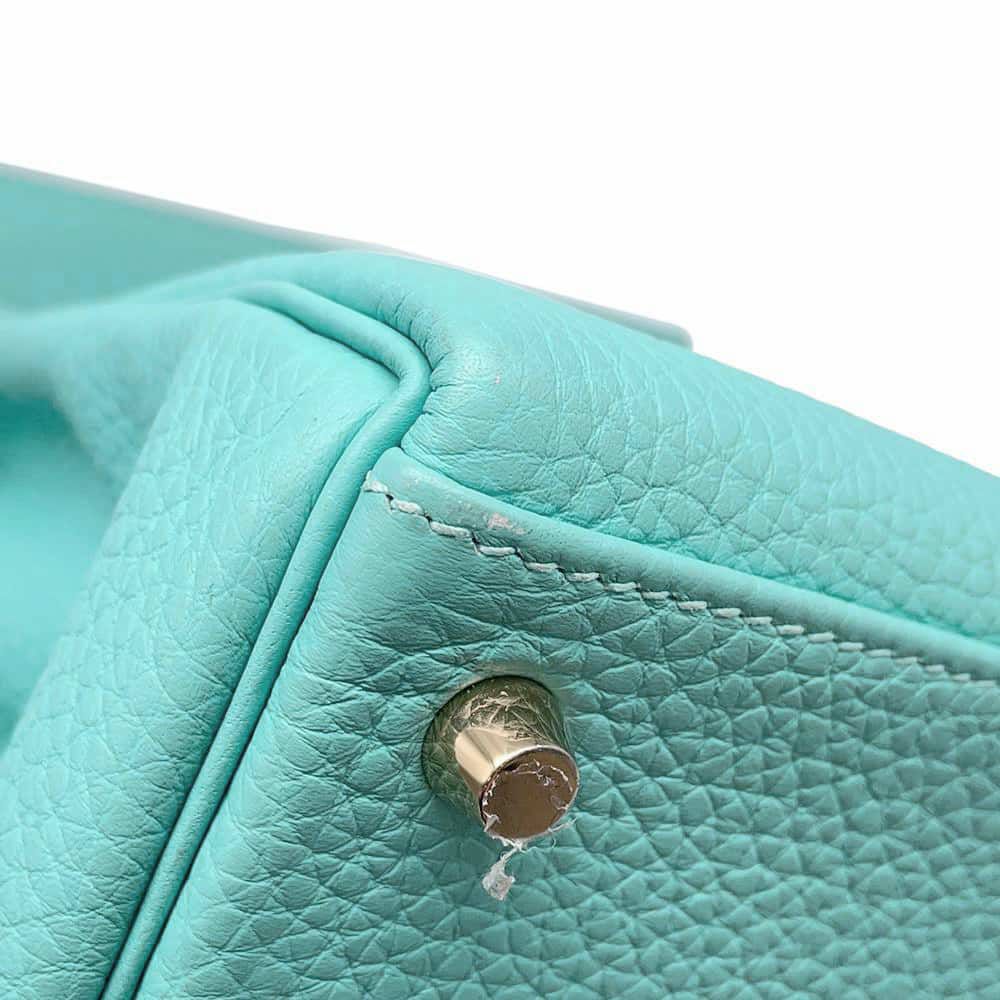 エルメス ハンドバッグ ケリー28 内縫い ブルーアトール/ゴールド金具 トゴ T刻印 2wayショルダー