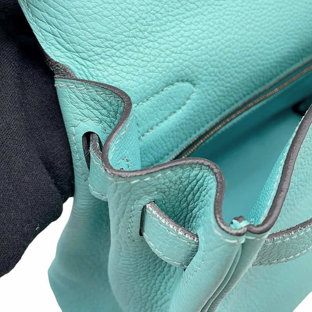 エルメス ハンドバッグ ケリー28 内縫い ブルーアトール/ゴールド金具 トゴ T刻印 2wayショルダー