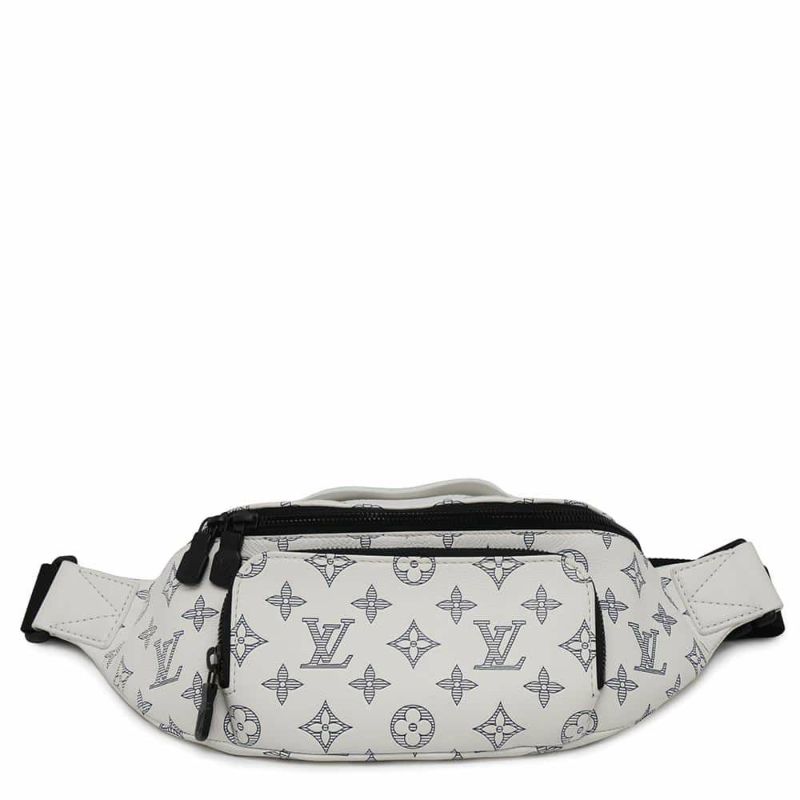 ルイヴィトン ボディバッグ モノグラム・シャドウ ラッシュ・バムバッグ M25227 LOUIS VUITTON ウエストバッグ 白