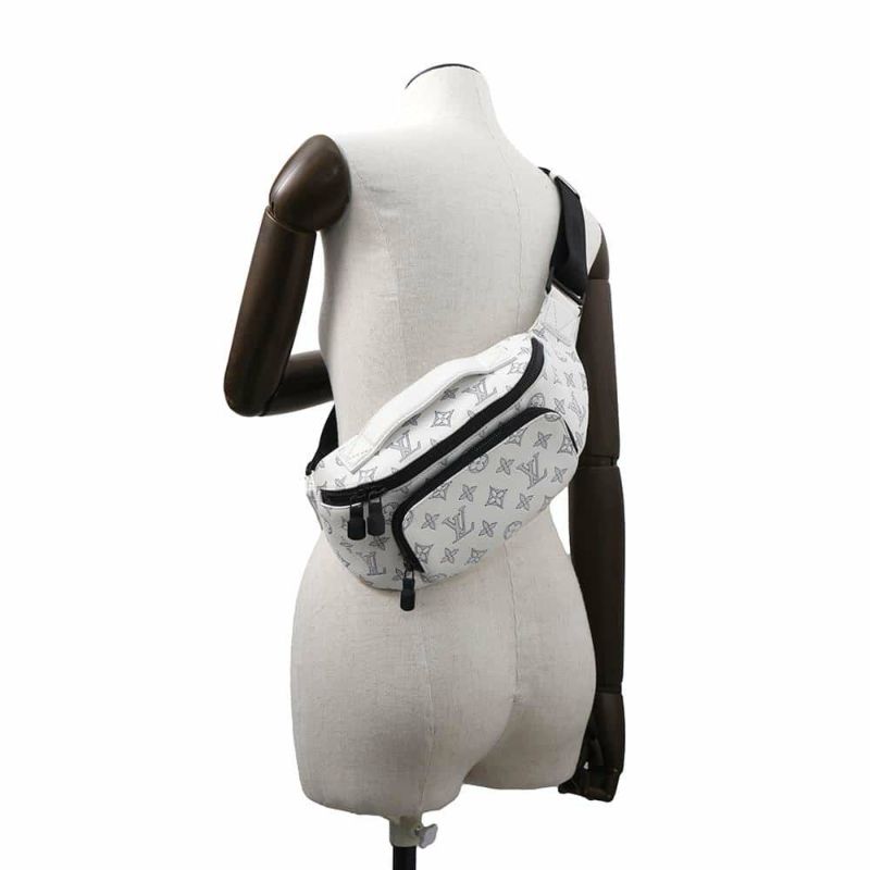 ルイヴィトン ボディバッグ モノグラム・シャドウ ラッシュ・バムバッグ M25227 LOUIS VUITTON ウエストバッグ 白