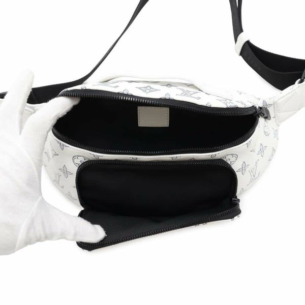 ルイヴィトン ボディバッグ モノグラム・シャドウ ラッシュ・バムバッグ M25227 LOUIS VUITTON ウエストバッグ 白