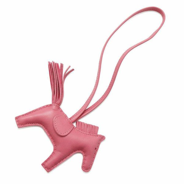 エルメス バッグチャーム ロデオ PM ローズアザレ ラムスキン Y刻印 HERMES チャーム