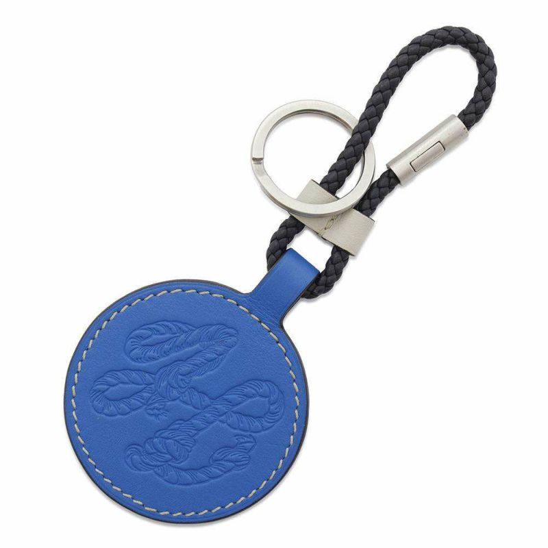 エルメス キーホルダー Hタトゥアージュ ブルーイドラ/シルバー金具 レザー HERMES チャーム