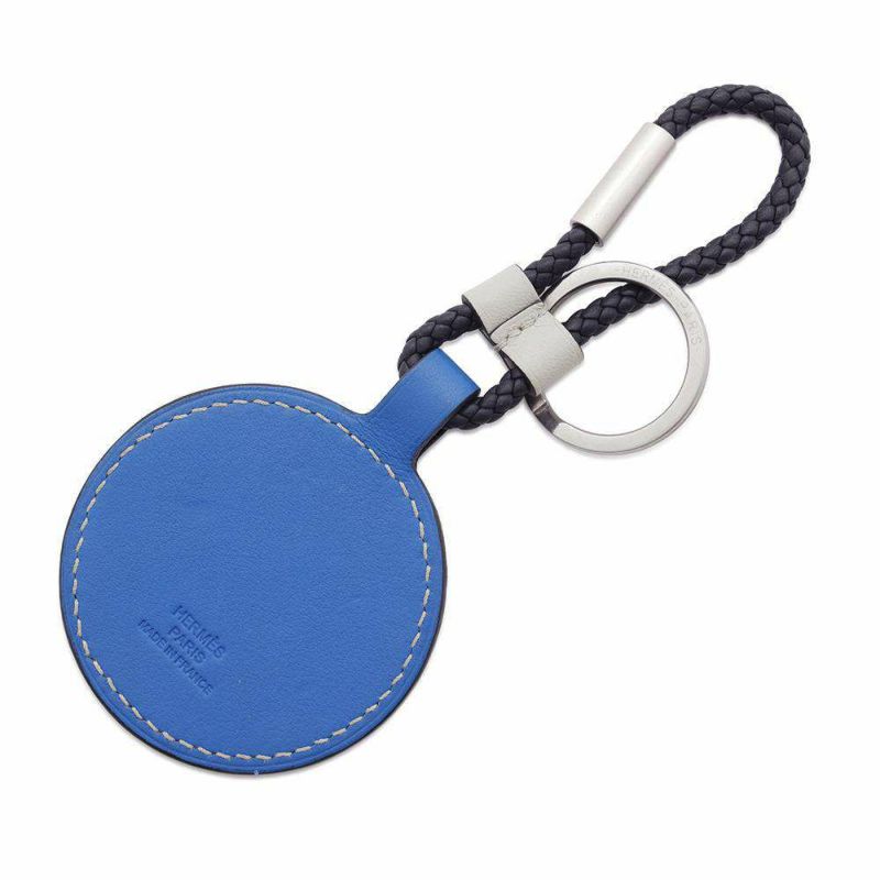 エルメス キーホルダー Hタトゥアージュ ブルーイドラ/シルバー金具 レザー HERMES チャーム