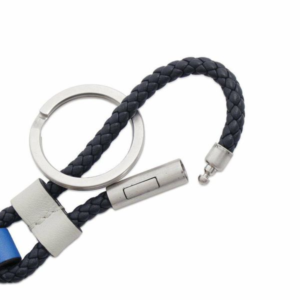 エルメス キーホルダー Hタトゥアージュ ブルーイドラ/シルバー金具 レザー HERMES チャーム