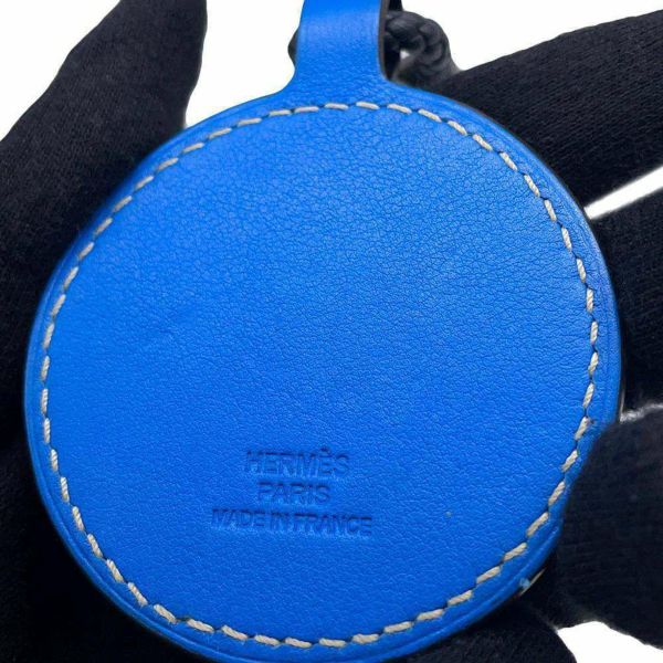 エルメス キーホルダー Hタトゥアージュ ブルーイドラ/シルバー金具 レザー HERMES チャーム