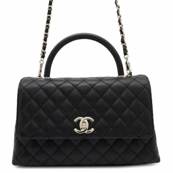 シャネル ハンドバッグ マトラッセ ココマーク フラップ キャビアスキン A92991 2way 黒