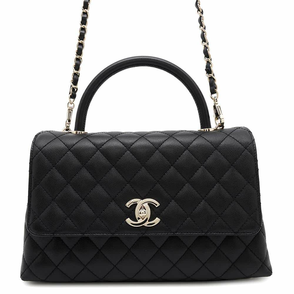 シャネル ハンドバッグ マトラッセ ココマーク フラップ キャビアスキン A92991 2way 黒