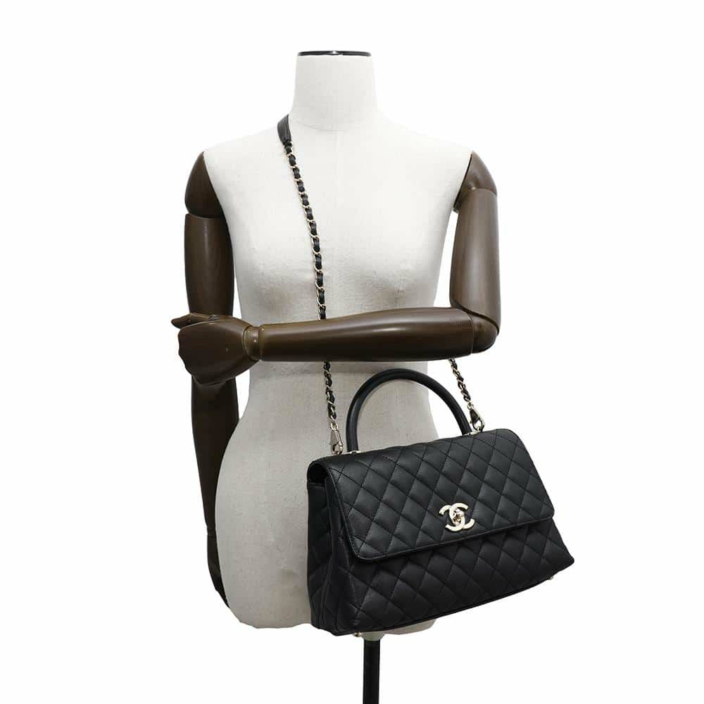 シャネル ハンドバッグ マトラッセ ココマーク フラップ キャビアスキン A92991 2way 黒