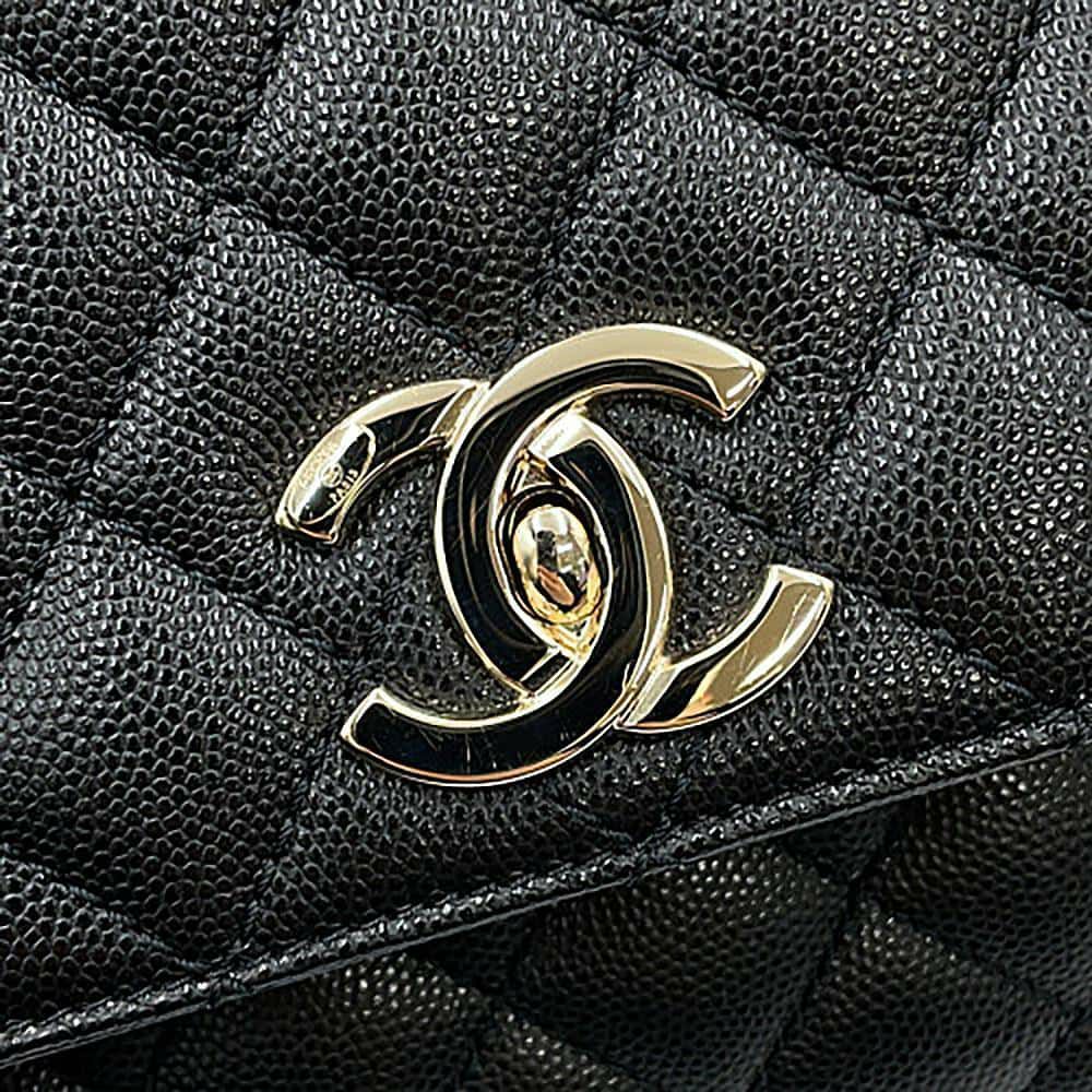 シャネル ハンドバッグ マトラッセ ココマーク フラップ キャビアスキン A92991 2way 黒