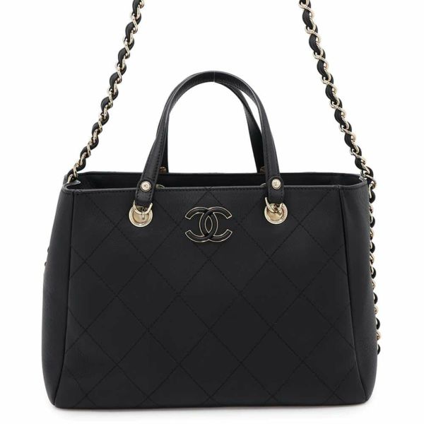 シャネル トートバッグ マトラッセ ココマーク ショッピングバッグ スモール ブルスキン AS0355 CHANEL 黒