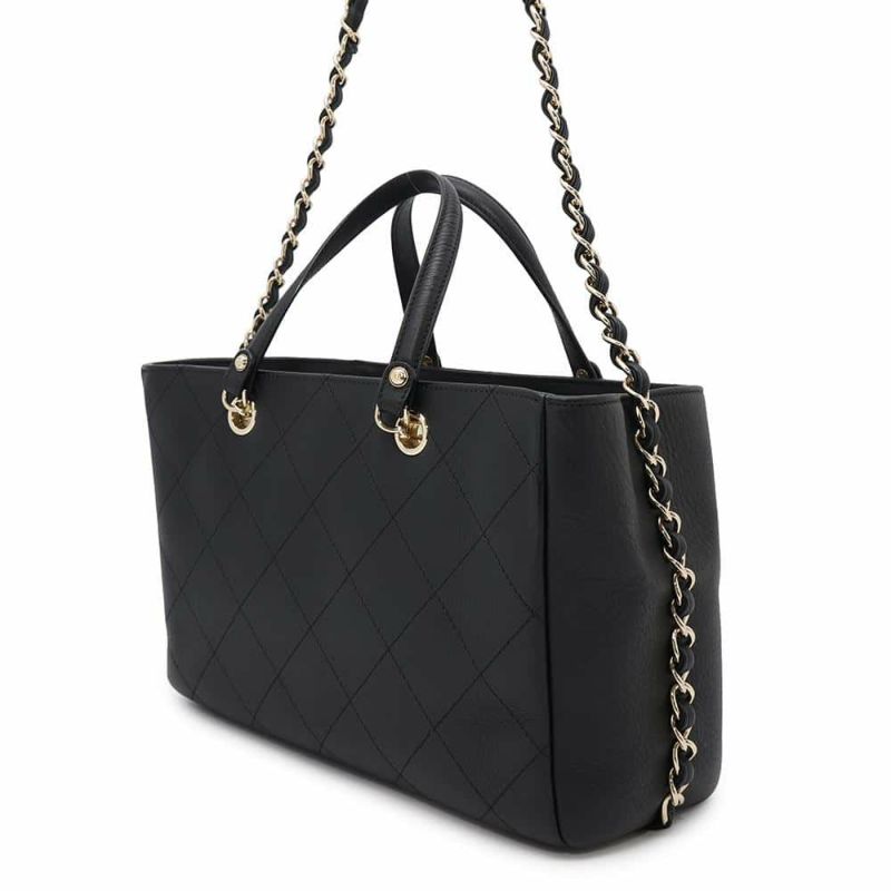 シャネル トートバッグ マトラッセ ココマーク ショッピングバッグ スモール ブルスキン AS0355 CHANEL 黒