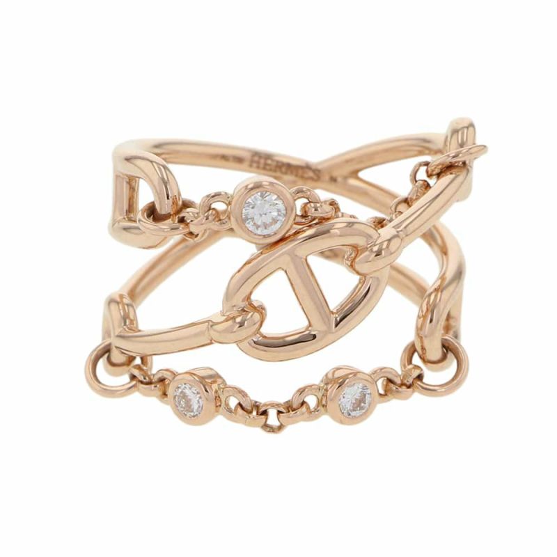 エルメス リング シェーヌダンクル カオスMM ダイヤモンド 3P 0.22ct K18PGピンクゴールド リングサイズ54 指輪