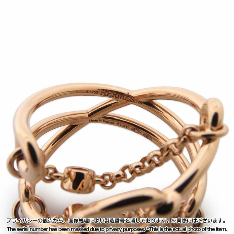 エルメス リング シェーヌダンクル カオスMM ダイヤモンド 3P 0.22ct K18PGピンクゴールド リングサイズ54 指輪