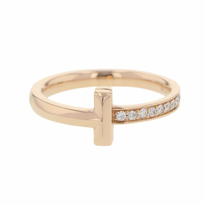 ティファニー リング Tワン ナロー リング ダイヤモンド 0.08ct K18PG リングサイズ約11号 67795369 Tiffany&Co. 指輪 ジュエリー