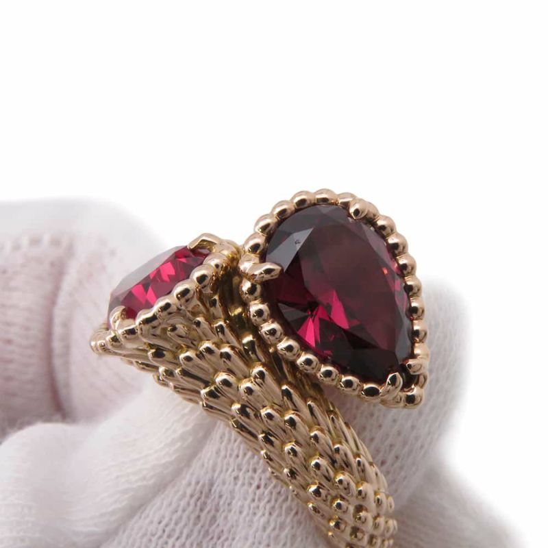 ブシュロン リング セルパンボエム トワエモア リング ロードライトガーネット 2P 5.1ct K18PG リングサイズ49 JRG02824 指輪