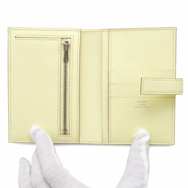 エルメス 二つ折り財布 Hパッサン コンパクト ジョーヌミルトン/シルバー金具 エプソン W刻印